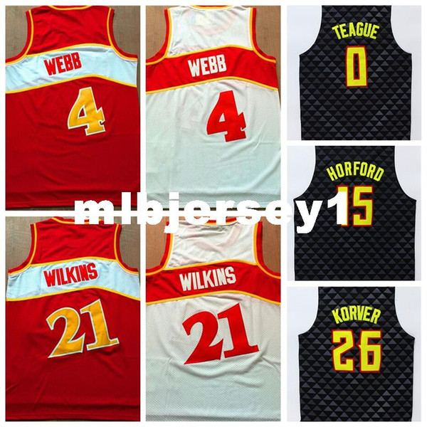 Mens #21 Retro Dominique Wilkins Jersey Stitched Wholesale Cheap High Quality #4 Paul Millsap Jersey Retro Basketball Jersey Ncaa College