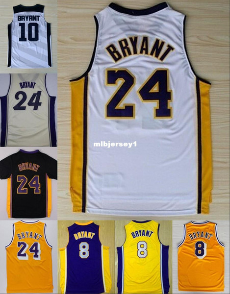 Cheap #24 K B jersey Purple Yellow White Retro Basketball Jersey Embroidery Logos Ncaa College