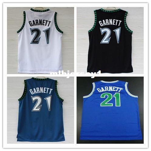 Cheap Hot Sale men's 21 Kevin Garnett Jersey, white blue black Embroidery logo Retro Retro Garnett Basketball jerseys BN309 Ncaa College