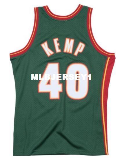 SHAWN KEMP #40 Green Sewn high quality Retro Vintage Top JERSEY Mens Vest Size XS-6XL Stitched basketball Jerseys Ncaa