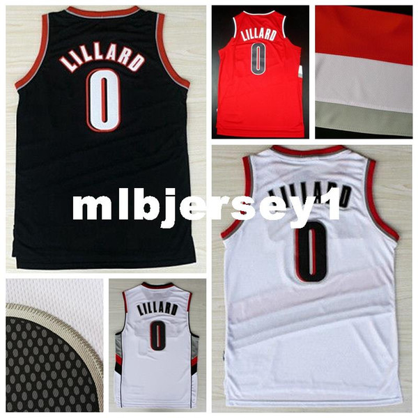 Men #0 Lillard Jersey,100% Stitched Wholesale Cheap High Quality Rip City Lillard Jersey,Black Red Basketball Jersey Ncaa College