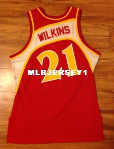 DOMINIQUE WILKINS #21 Sewn high quality Red Retro Vintage Top JERSEY Mens Vest Size XS-6XL Stitched basketball Jerseys Ncaa