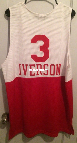 Cheap wholesale Allen Iverson Jersey RB #3 Whtie T-shirt vest Stitched Basketball jerseys Ncaa