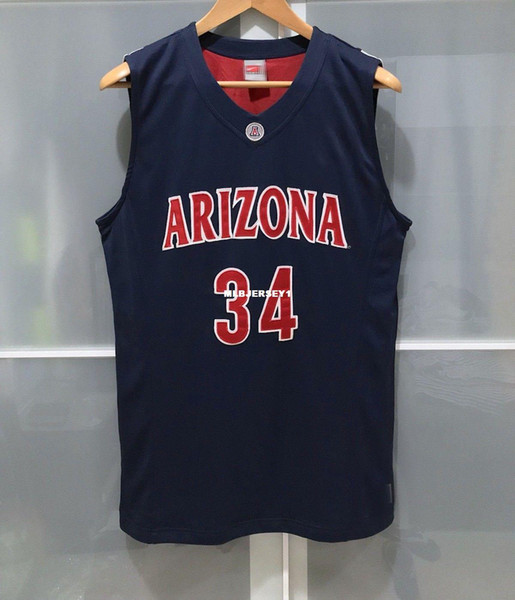 Cheap wholesale ARIZONA WILDCATS #34 MENS BASKETBALL GAME JERSEY NAVY T-shirt vest Stitched Basketball jerseys Ncaa