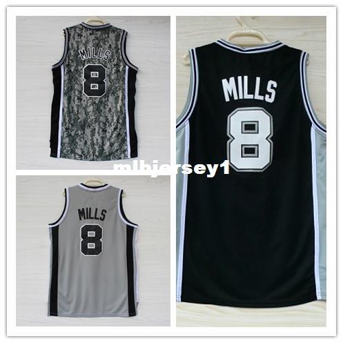 Hot Selling !!! Patty Mills #8 Jerseys Embroidery Logo gray black blue Men's breathable basketball Jersey Fast Shipping Ncaa College
