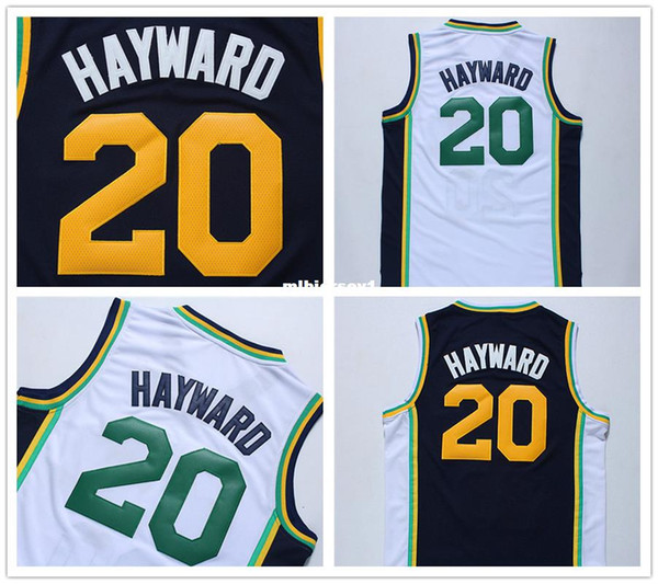 Best New Men's Basketball Jerseys Gordon Hayward Jersey black white Embroidery logo Top quality Stitched sport shirt Ncaa College