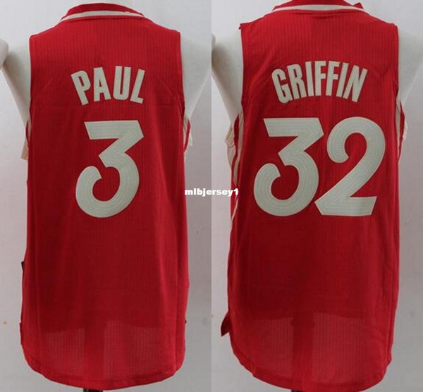 Men's 2016 tmas version 32 blake griffin jersey,Red color size S~XXL paul jersey,100% stitched basketball jersey Ncaa College