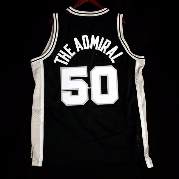 100% Stitched David The Admiral Robinson #50 Soul vest Sewn Jersey Black Mens Vest Size XS-6XL Stitched basketball Jerseys Ncaa
