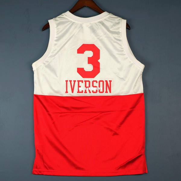 100% Stitched #3 Allen Iverson Rbk HWC Sewn wholesale White Jersey Mens Mens Vest Size XS-6XL Stitched basketball Jerseys Ncaa