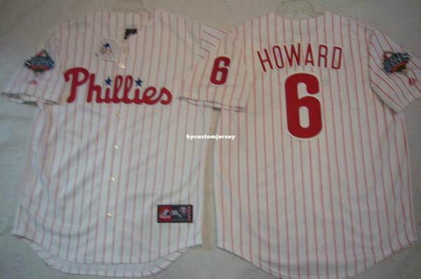 Cheap custom Majestic 2008 WORLD SERIES Philadelphia #6 RYAN HOWARD SEWN Jersey Mens stitched jerseys Big And Tall SIZE XS-6XL For sale