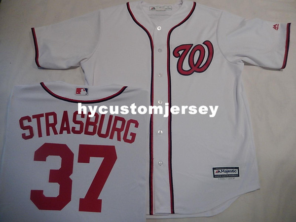 Cheap custom MAJESTIC Washington #37 STEPHEN STRASBURG Sewn Cool Base JERSEY WHITE Mens stitched jerseys Big And Tall SIZE XS-6XL For sale