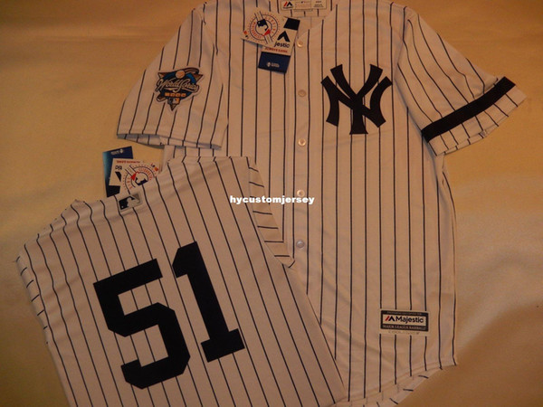 Cheap custom New York #51 BERNIE WILLIAMS 2000 WORLD SERIES Baseball Jersey WHITE Mens stitched jerseys Big And Tall SIZE XS-6XL For sale