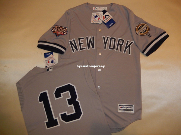 Cheap custom New York 13# ALEX RODRIGUEZ 2009 WORLD SERIES Baseball Jersey GRAY New Mens stitched jerseys Big And Tall SIZE XS-6XL For sale