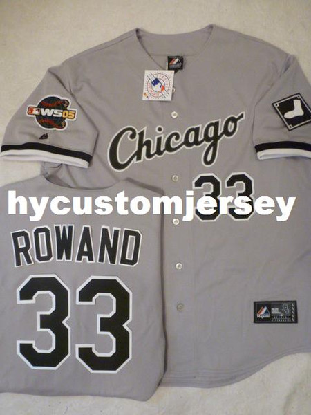 Cheap custom MAJESTIC #33 AARON ROWAND 2005 WORLD SERIES Sewn Baseball Jersey GRAY Mens stitched jerseys Big And Tall SIZE XS-6XL For sale