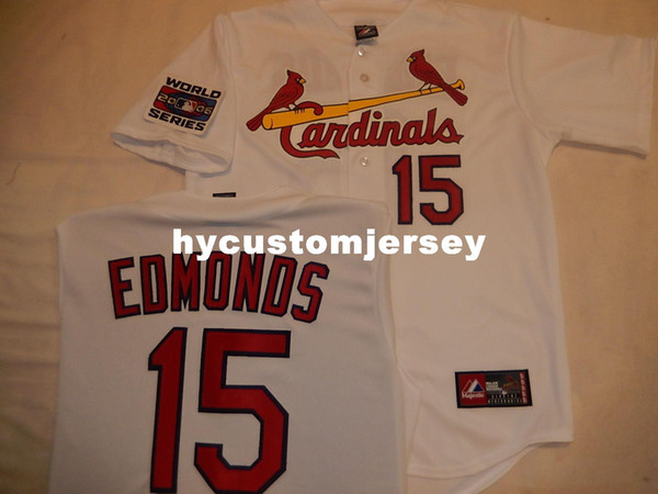 Cheap custom St. Louis #15 JIM EDMONDS 2006 WORLD SERIES SEWN Baseball Jersey Mens stitched jerseys Big And Tall SIZE XS-6XL For sale