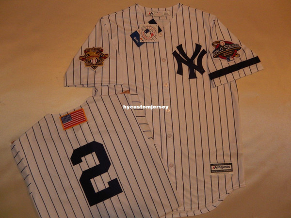 Cheap custom DEREK JETER #2 New York 2001 WORLD SERIES Baseball Jersey WHITE New Mens stitched jerseys Big And Tall SIZE XS-6XL For sale