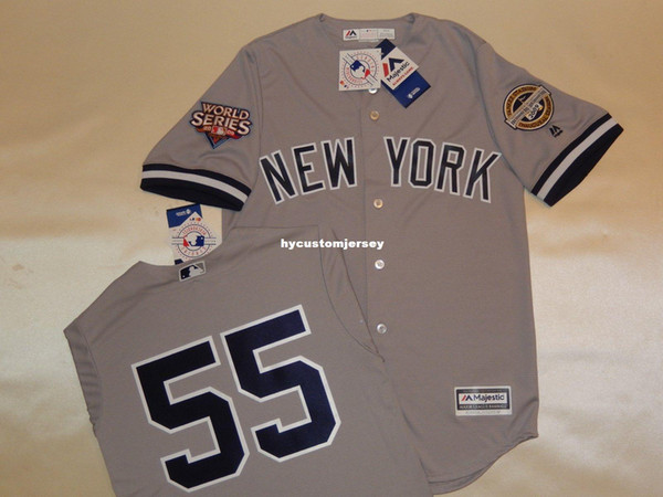 Cheap custom New York #55 HIDEKI MATSUI 2009 WORLD SERIES Baseball Jersey GRAY New Mens stitched jerseys Big And Tall SIZE XS-6XL For sale