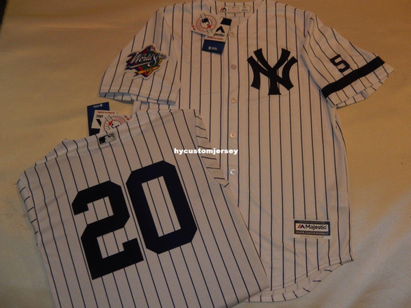 Cheap custom New York #20 JORGE POSADA 1999 WORLD SERIES Baseball Jersey WHITE P/S Mens stitched jerseys Big And Tall SIZE XS-6XL For sale