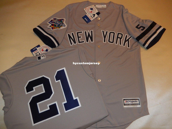 Cheap custom New York #21 PAUL O'NEILL 1999 WORLD SERIES Baseball Jersey GRAY New Mens stitched jerseys Big And Tall SIZE XS-6XL For sale