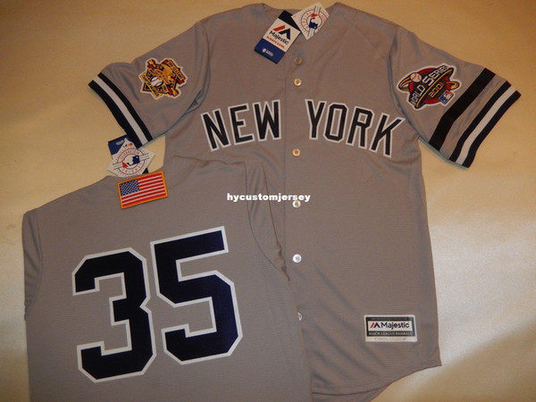 Cheap custom New York #35 MIKE MUSSINA 2001 WORLD SERIES Baseball Jersey GRAY Mens stitched jerseys Big And Tall SIZE XS-6XL For sale