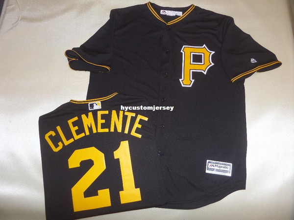 Cheap custom MAJESTIC Pittsburgh #21 ROBERTO CLEMENTE Baseball Cool Base JERSEY Mens stitched jerseys Big And Tall SIZE XS-6XL For sale