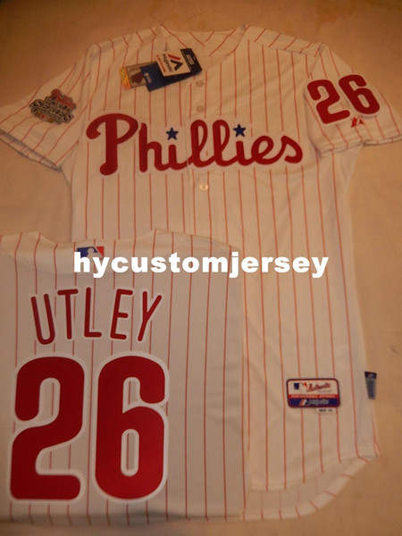 Cheap custom Philadelphia #26 CHASE UTLEY 2008 World Series CHAMPS Top Jersey Mens stitched jerseys Big And Tall SIZE XS-6XL For sale