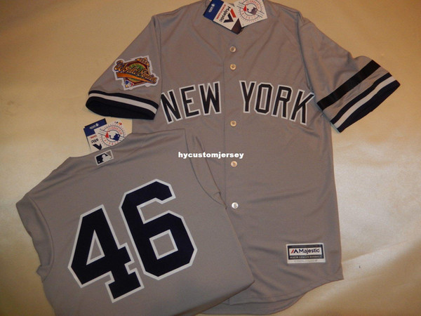 Cheap custom New York #46 ANDY PETTITTE 1996 WORLD SERIES Baseball Jersey GRAY New Mens stitched jerseys Big And Tall SIZE XS-6XL For sale