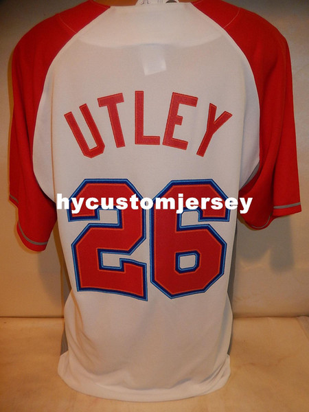 Cheap custom MAJESTIC Philadelphia #26 CHASE UTLEY Baseball Jersey WHITE Mens stitched jerseys Big And Tall SIZE XS-6XL For sale