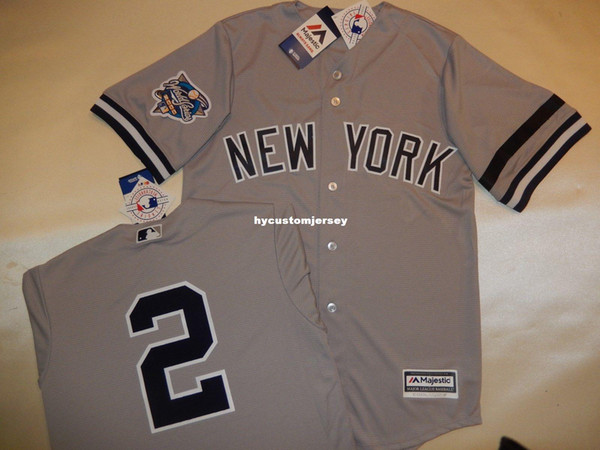 Cheap custom New York #2 DEREK JETER 2000 WORLD SERIES Baseball Jersey GRAY New Mens stitched jerseys Big And Tall SIZE XS-6XL For sale