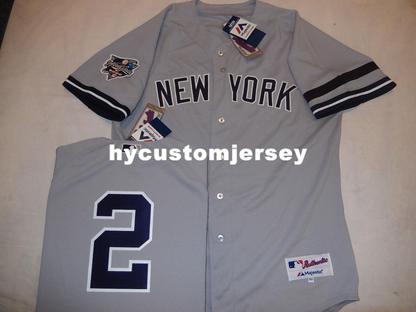 Cheap custom 2000 World Series #2 DEREK JETER Top GAME Baseball Jersey GRAY Mens stitched jerseys Big And Tall SIZE XS-6XL For sale