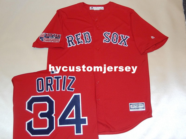 Cheap custom MAJESTIC Boston #34 DAVID ORTIZ 2007 WORLD SERIES Baseball SEWN JERSEY Mens stitched jerseys Big And Tall SIZE XS-6XL For sale