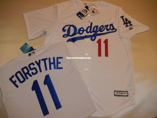 Cheap custom Majestic Mens Los Angeles #11 LOGAN FORSYTHE Baseball JERSEY New WHITE Mens stitched jerseys Big And Tall SIZE XS-6XL For sale