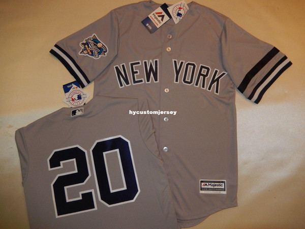 Cheap custom New York #20 JORGE POSADA 2000 WORLD SERIES Baseball Jersey GRAY New Mens stitched jerseys Big And Tall SIZE XS-6XL For sale