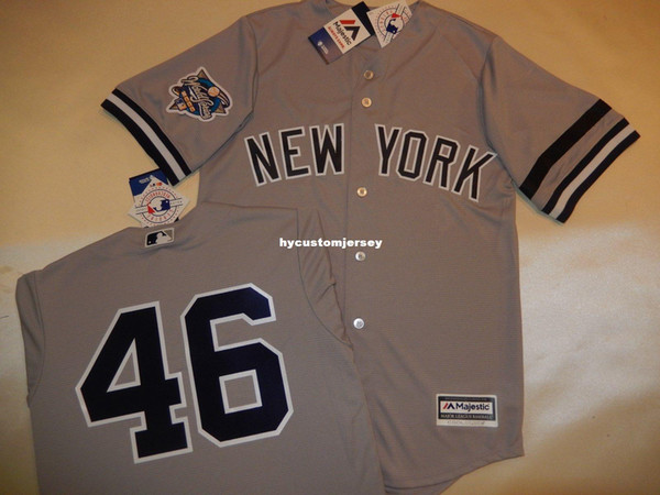 Cheap custom New York #46 ANDY PETTITTE 2000 WORLD SERIES Baseball Jersey GRAY New Mens stitched jerseys Big And Tall SIZE XS-6XL For sale