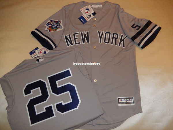 Cheap custom New York #25 JOE GIRARDI 1999 WORLD SERIES Baseball Jersey GRAY New Mens stitched jerseys Big And Tall SIZE XS-6XL For sale