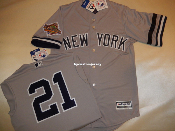 Cheap custom New York #21 PAUL O'NEILL 1996 WORLD SERIES Baseball Jersey GRAY New Mens stitched jerseys Big And Tall SIZE XS-6XL For sale