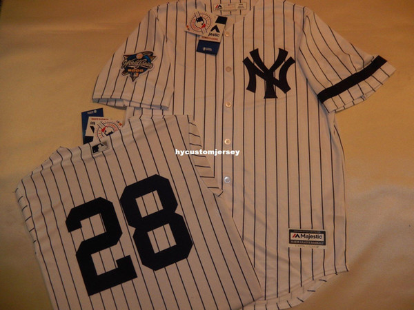 Cheap custom New York #28 DAVID JUSTICE 2000 WORLD SERIES Baseball Jersey WHITE New Mens stitched jerseys Big And Tall SIZE XS-6XL For sale