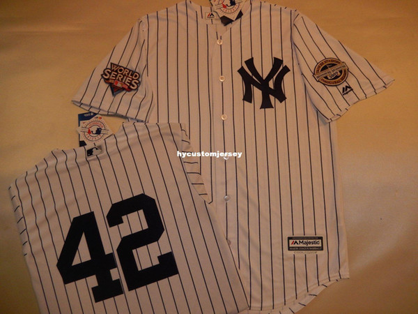 Cheap custom New York #42 MARIANO RIVERA 2009 WORLD SERIES Baseball Jersey WHITE New Mens stitched jerseys Big And Tall SIZE XS-6XL For sale