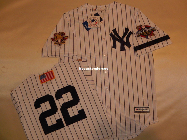 Cheap custom New York #22 ROGER CLEMENS 2001 WORLD SERIES Baseball Jersey WHITE Mens stitched jerseys Big And Tall SIZE XS-6XL For sale