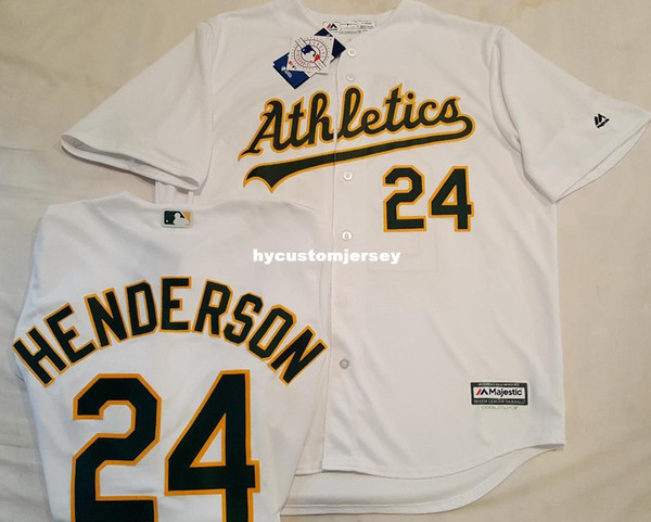 Cheap RICKEY HENDERSON #24 HOME OAKLAND COOL BASE JERSEY MAJESTIC PICK SIZE Stitched baseball jerseys