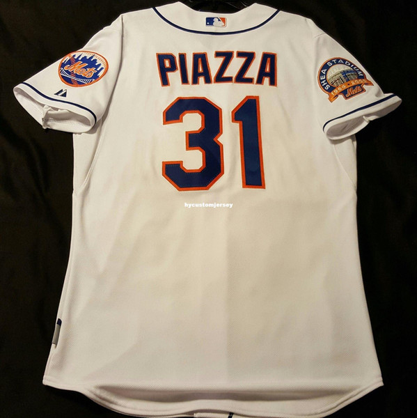 MIKE PIAZZA #31 Cheap NEW YORK COOL BASE SHEA PATCH Jersey Mens Stitched Wholesale SIZE XS-6XL baseball jerseys