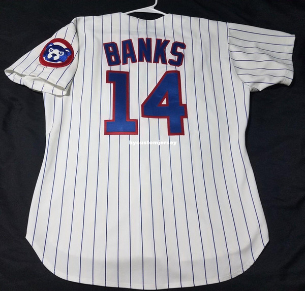 Cheap RUSSELL ATHLETIC CHICAGO #14 ERNIE BANKS Jersey Mens Stitched RARE! Wholesale Big And Tall SIZE XS-6XL baseball jerseys