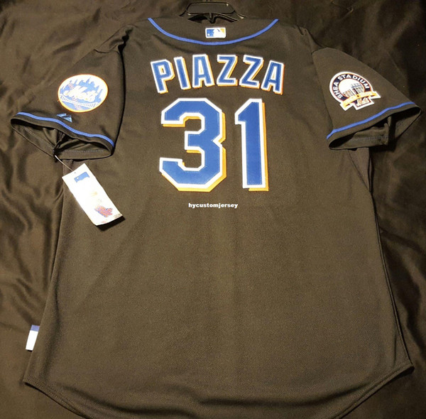 Cheap Majestic NEW YORK #31 MIKE PIAZZA COOL BASE Jersey Black Mens Stitched Wholesale Big And Tall SIZE XS-6XL baseball jerseys