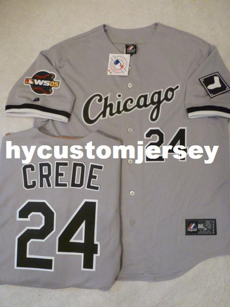 Cheap Top #24 JOE CREDE 2005 Top Sewn shirt Jersey GRAY