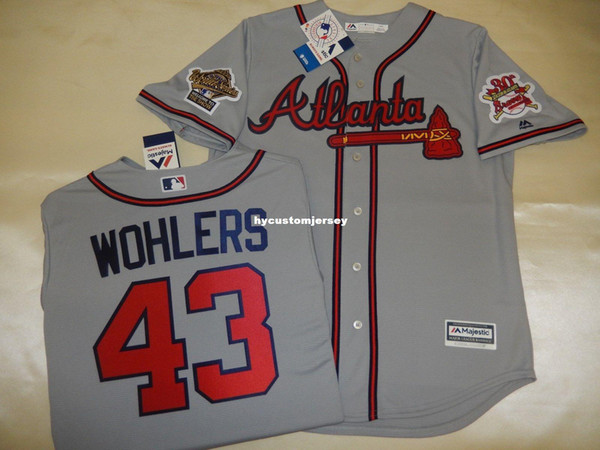 Cheap 1995 Top Atlanta 43# MARK WOHLERS Top shirt JERSEY New GRAY