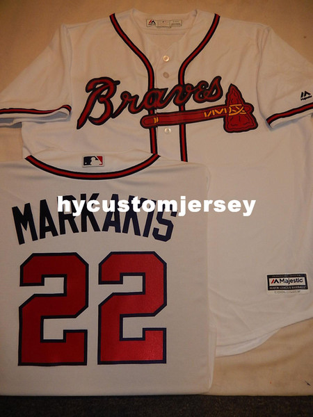 Cheap Cheap MENS Top Atlanta #22 NICK MARKAKIS shirt Cool Base JERSEY