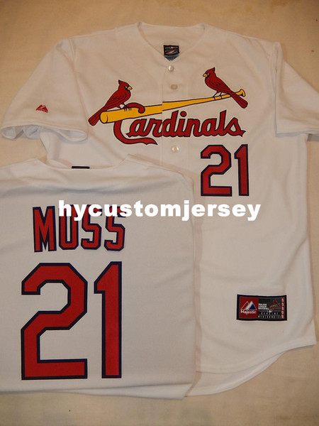 Cheap custom Majestic St. Louis #21 BRANDON MOSS SEWN Baseball Jersey WHITE New Mens stitched jerseys Big And Tall SIZE XS-6XL For sale