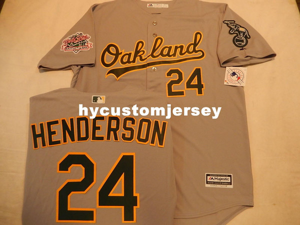 Cheap custom Oakland #24 RICKEY HENDERSON 1989 World Series JERSEY Mens stitched jerseys Big And Tall SIZE XS-6XL For sale