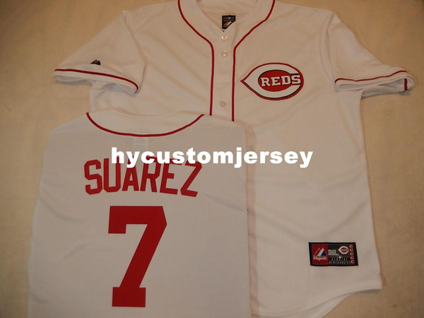 Cheap custom MAJESTIC 7# EUGENIO SUAREZ Baseball Sewn JERSEY WHITE New Mens stitched jerseys Big And Tall SIZE XS-6XL For sale