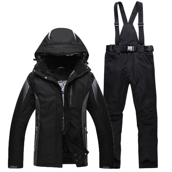 Hooded Women Ski Suit Female Snowboarding Suits Waterproof 10000 Super Warm Ski Jacket + Pants Outdoor Sports